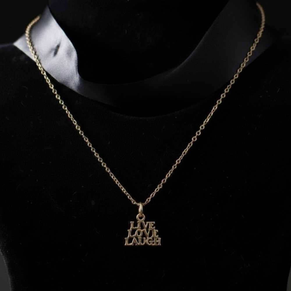 Sterling Silver Gold Vermeil Live Love Laugh‎ Pendant Necklace 18"